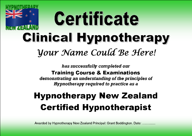 Hypnotherapy New Zealand
                    Certificate in Clinical Hypnotherapy